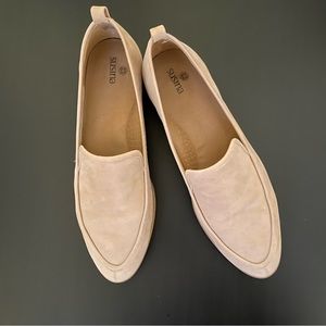 Toasted suede slip on loafers.